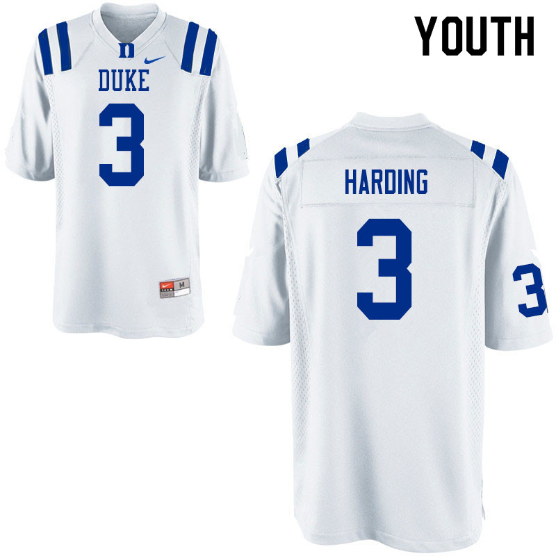Youth #3 Darrell Harding Duke Blue Devils College Football Jerseys Sale-White - Click Image to Close